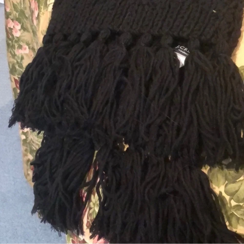 Jcrew Black Hand knit heavy scarf